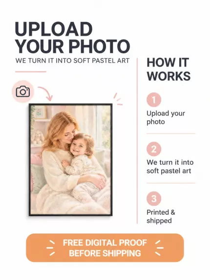 Custom Soft Pastel Picture Frame, Personalized Photo to Pastel Chalk Portrait Canvas Print, Romantic Pastel Drawing Wall Art Gift | Trinmama image 5