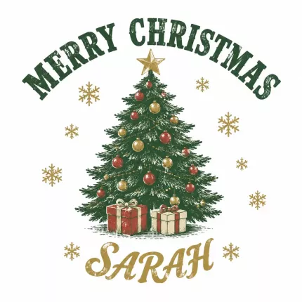 Retro Christmas Baseball Cap, Custom Name Vintage Tree Print, Personalized Holiday Hat for Men Women image 4