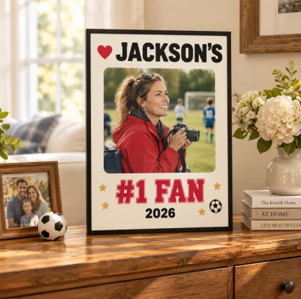Personalized Sports Mom Picture Frame, Custom Mom Photo Name Year Canvas Print, #1 Fan Keepsake Gift for Youth Sports image 3
