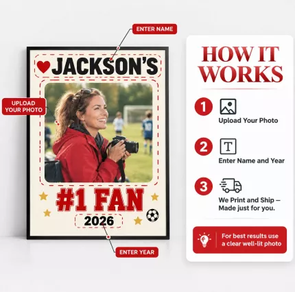 Personalized Sports Mom Picture Frame, Custom Mom Photo Name Year Canvas Print, #1 Fan Keepsake Gift for Youth Sports image 5