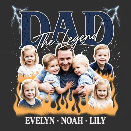 Custom Dad Bootleg Sweatshirt with Your Photos, Personalized Dad Hoodie with Children's Names | Trinmama image 8