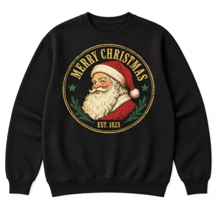 Retro Santa Christmas Sweatshirt, Vintage Santa Claus Hoodie, Merry Christmas EST 1823 Print | Trinmama