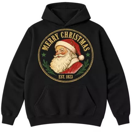 Retro Santa Christmas Sweatshirt, Vintage Santa Claus Hoodie, Merry Christmas EST 1823 Print | Trinmama image 2