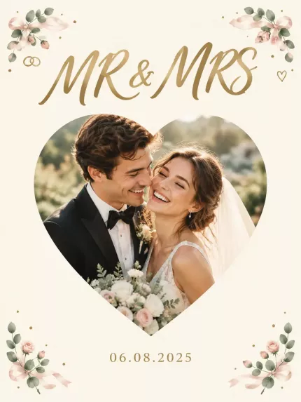 Personalized Mr and Mrs Picture Frame, Custom Couple Photo Name Date Canvas Print, Wedding Keepsake image 4
