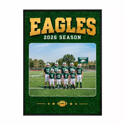 Personalized Game Day Football Picture Frame, Custom Action Photo Year Canvas Print, Football Moments Keepsake Gift