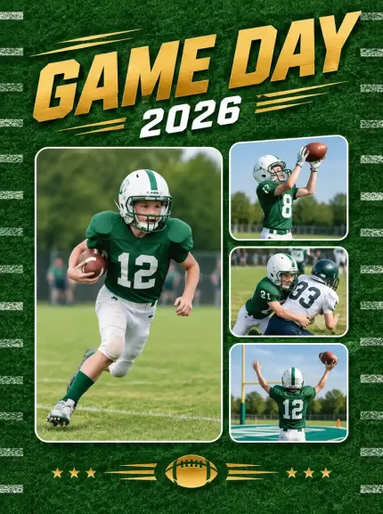 Personalized Game Day Football Picture Frame, Custom Action Photo Year Canvas Print, Football Moments Keepsake Gift image 4