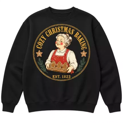 Cozy Christmas Baking Sweatshirt, Vintage Grandma Baking Hoodie, Gingerbread Print | Trinmama