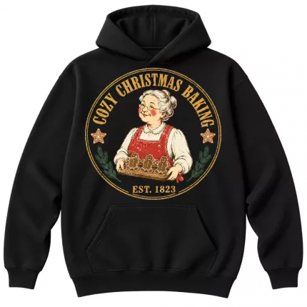 Cozy Christmas Baking Sweatshirt, Vintage Grandma Baking Hoodie, Gingerbread Print | Trinmama image 2
