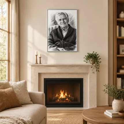 Custom Charcoal Picture Frame, Personalized Photo to Charcoal Portrait Canvas Print, Artistic Sketch Wall Art Gift | Trinmama image 2