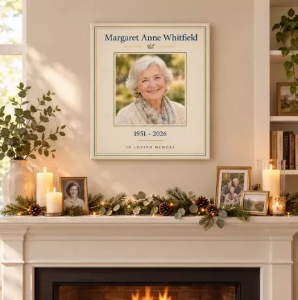 Personalized Memorial Picture Frame, Custom Photo Name Date Canvas Print, Sympathy Keepsake Gift for Loss of Mom Dad image 2