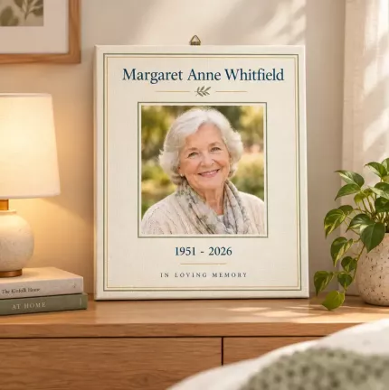 Personalized Memorial Picture Frame, Custom Photo Name Date Canvas Print, Sympathy Keepsake Gift for Loss of Mom Dad image 3