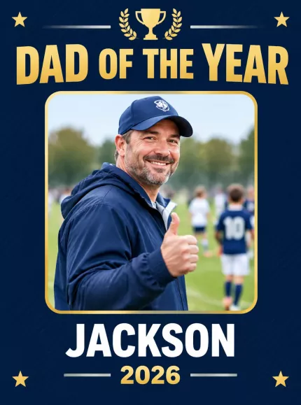 Personalized Sports Dad Picture Frame, Custom Dad Photo Name Year Canvas Print, Dad of the Year Keepsake Gift for Youth Sports image 4