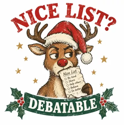 Nice List Debatable Funny Christmas Cap, Sarcastic Reindeer Baseball Cap, Holiday Gift for Coworkers image 4