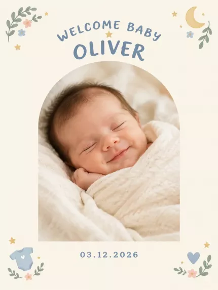 Personalized Welcome Baby Picture Frame, Custom Newborn Photo Name Birth Date Canvas Print, Baby Shower Gift image 4