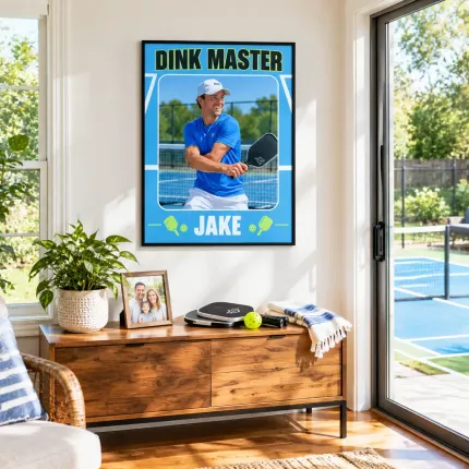 Personalized Pickleball Picture Frame, Custom Player Photo Name Canvas Print, Pickleball Keepsake Gift image 3