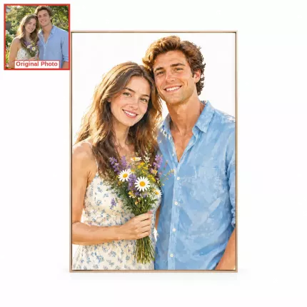 Custom Gouache Picture Frame, Personalized Photo to Gouache Painting Portrait Canvas Print, Rich Matte Art Wall Decor Gift | Trinmama