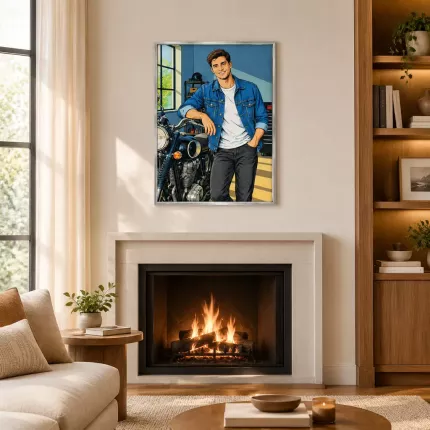 Custom Comic Book Picture Frame, Personalized Photo to Comic Portrait Canvas Print, Retro Pop Wall Art Gift | Trinmama image 2