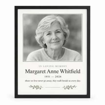 Memorial Picture Frame, Personalized Condolence Gift with Photo and Name, Custom Sympathy Photo Frame for Loss of Loved One image 1