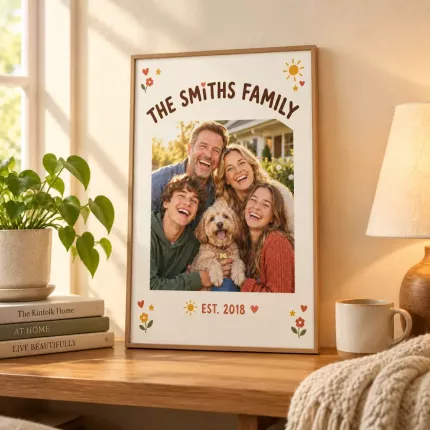 Personalized Family Picture Frame, Custom Photo Last Name Canvas Print, Family Keepsake Gift image 3