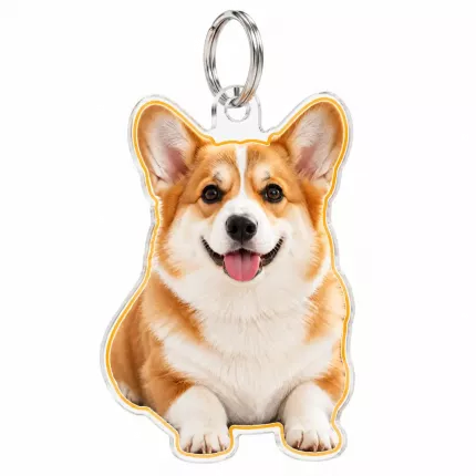 Custom Pet Photo Acrylic Pin & Keychain, Personalized Corgi Photo Badge with Pin Back or Key Ring, Custom Dog Photo Gift for Pet Lovers | Trinmama image 2
