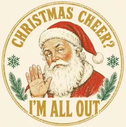 Christmas Cheer I'm All Out Sweatshirt, Funny Sarcastic Santa Hoodie, Tired Worker Print | Trinmama image 5