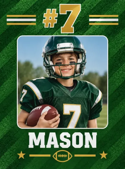 Personalized Football Picture Frame, Custom Player Photo Name Number Canvas Print, Youth Football Keepsake Gift image 4