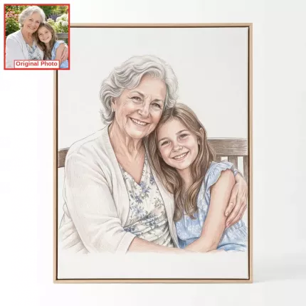 Custom Colored Pencil Picture Frame, Personalized Photo to Pencil Drawing Portrait Canvas Print, Realistic Sketch Art Wall Decor Gift | Trinmama