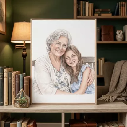 Custom Colored Pencil Picture Frame, Personalized Photo to Pencil Drawing Portrait Canvas Print, Realistic Sketch Art Wall Decor Gift | Trinmama image 3