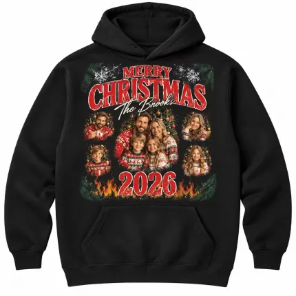 Custom Christmas Family Bootleg Sweatshirt with Your Photos, Personalized Hoodie with Family Name and Year | Trinmama image 2