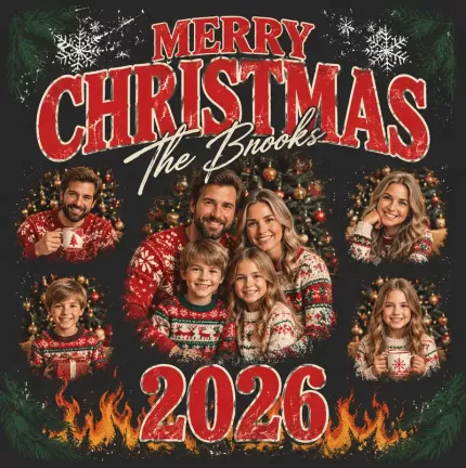 Custom Christmas Family Bootleg Sweatshirt with Your Photos, Personalized Hoodie with Family Name and Year | Trinmama image 8