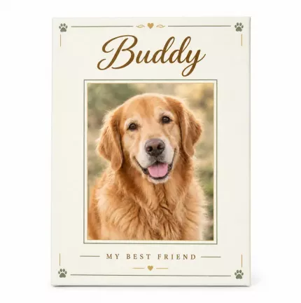 Personalized Pet Memorial Picture Frame, Custom Dog Cat Photo Name Canvas Print, Sympathy Keepsake Gift for Loss of Pet
