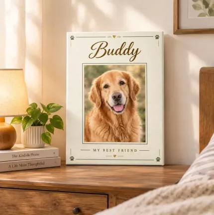 Personalized Pet Memorial Picture Frame, Custom Dog Cat Photo Name Canvas Print, Sympathy Keepsake Gift for Loss of Pet image 3