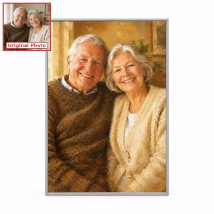 Custom Oil Painting Picture Frame, Personalized Photo to Oil Portrait Canvas Print, Classic Family Couple Wall Art | Trinmama