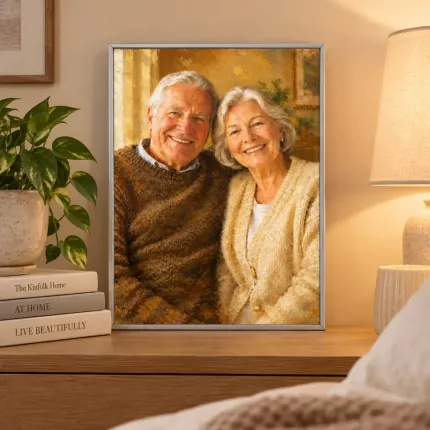 Custom Oil Painting Picture Frame, Personalized Photo to Oil Portrait Canvas Print, Classic Family Couple Wall Art | Trinmama image 3