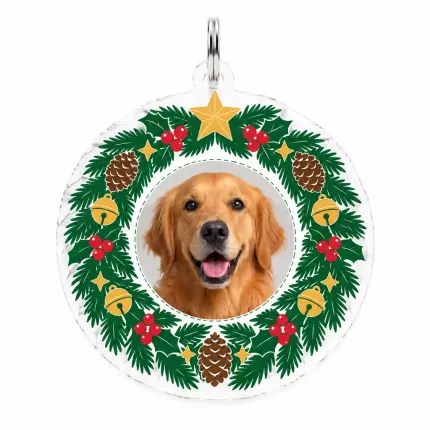 Custom Pet Photo Christmas Keychain, Personalized Dog Cat Photo Acrylic Charm, Holiday Gift for Pet Lovers