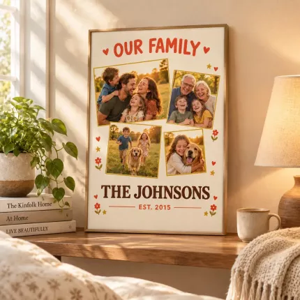 Personalized Family Name Picture Frame, Custom Photo Wall Canvas Print, Our Family Keepsake image 3