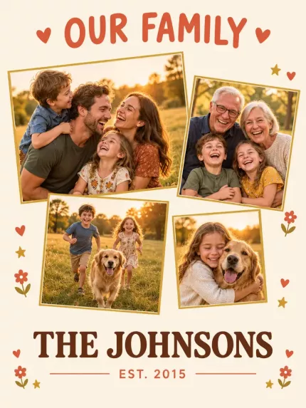 Personalized Family Name Picture Frame, Custom Photo Wall Canvas Print, Our Family Keepsake image 4