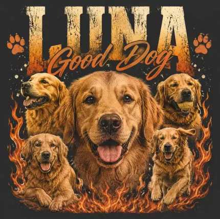 Custom Pet Photo Bootleg Tee with Your Dog's Pictures, Personalized Dog Shirt with Their Name, 90s Bootleg-Style Pet Portrait T-Shirt | Trinmama image 4