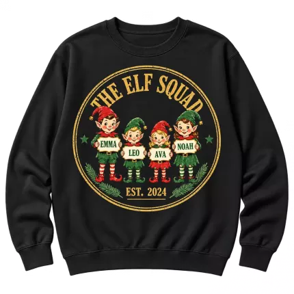 Custom Elf Squad Christmas Sweatshirt, Personalized Family Names Elf Hoodie | Trinmama