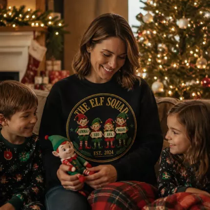 Custom Elf Squad Christmas Sweatshirt, Personalized Family Names Elf Hoodie | Trinmama image 3