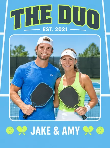 Personalized Pickleball Doubles Team Picture Frame, Custom Team Photo Name Year Canvas Print, Pickleball Wall Art Gift image 4