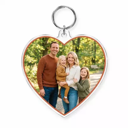 Family Gift - Custom Family Photo Acrylic Pin & Keychain, Personalized Heart Photo Badge with Pin Back or Key Ring, Custom Family Photo Gift image 2