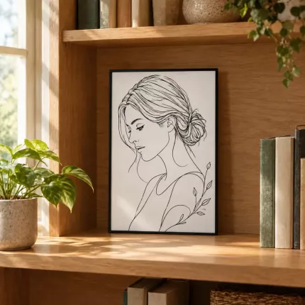 Custom Minimalist Line Art Picture Frame, Personalized Photo to One Line Drawing Portrait Canvas Print, Modern Minimal Line Art Wall Decor Gift | Trinmama image 3