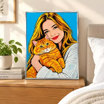 Custom Pop Art Picture Frame, Personalized Photo to Pop Art Portrait Canvas Print, Retro Wall Art Gift | Trinmama image 3