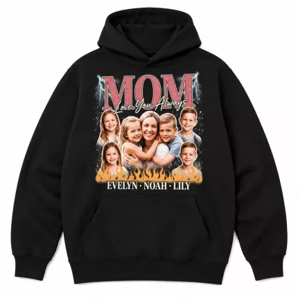 Custom Mom Bootleg Sweatshirt with Your Photos, Personalized Mom Hoodie with Children's Names | Trinmama image 2