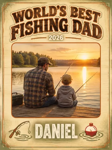 Fishing Lover Gift - Personalized World's Best Fishing Dad Picture Frame, Custom Dad Photo Name Year Canvas Print, Fishing Wall Art Gift image 4
