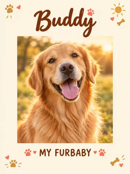 Personalized Pet Portrait Picture Frame, Custom Photo Name Canvas Print, Pet Lover Keepsake Gift image 4