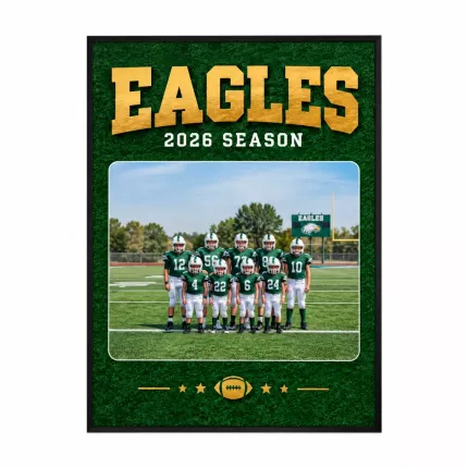 Personalized Football Team Picture Frame, Custom Team Photo Name Year Canvas Print, Youth Football Team Keepsake Gift