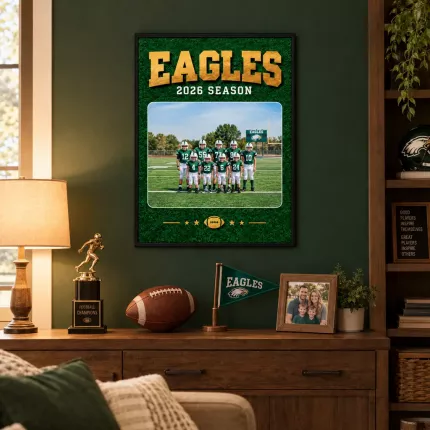 Personalized Football Team Picture Frame, Custom Team Photo Name Year Canvas Print, Youth Football Team Keepsake Gift image 2