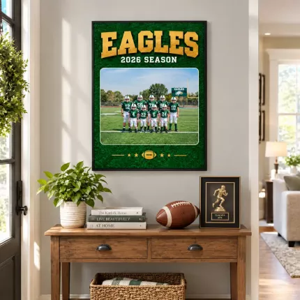 Personalized Football Team Picture Frame, Custom Team Photo Name Year Canvas Print, Youth Football Team Keepsake Gift image 3